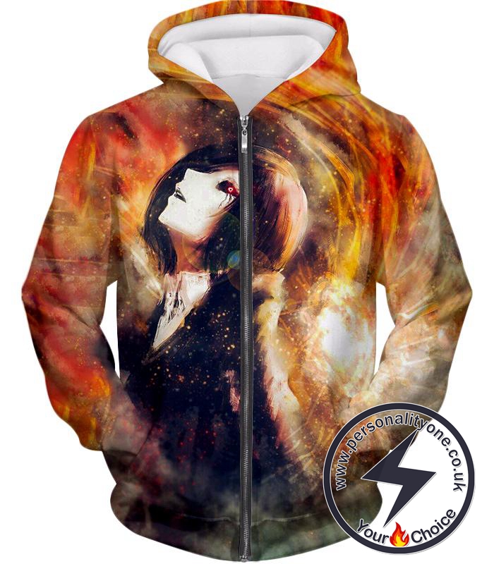 Tokyo Ghoul Super Cool Fan Art Touka Kirishima Awesome Anime Graphic Zip Up Hoodie